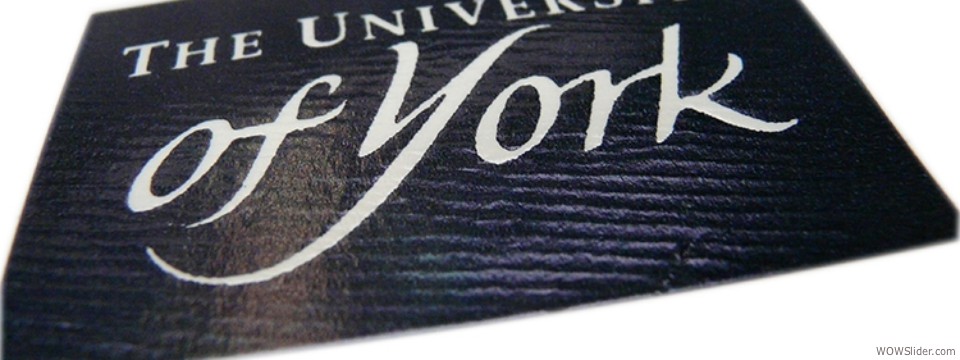 University of York Blue embossed label