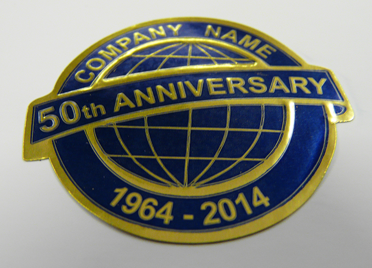 Blue and gold anniversary seal